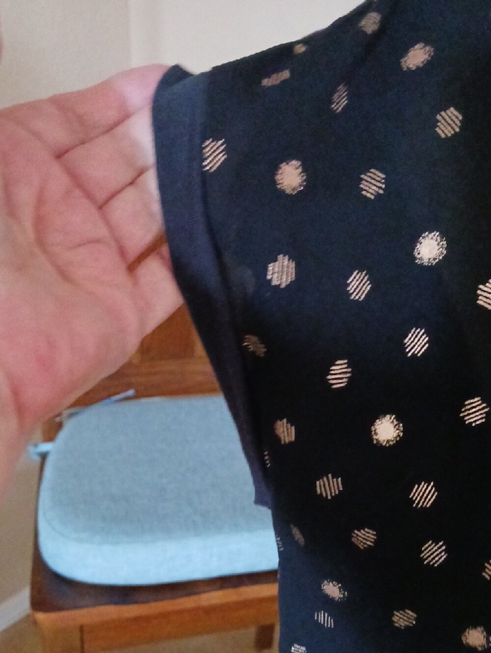 Papermoon Black Short-Sleeve Split-Neck Top with Metallic Dots - Picture 5 of 11